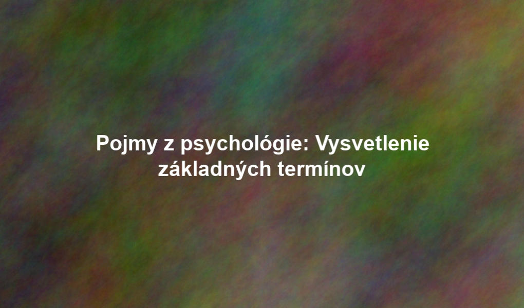 Pojmy z psychológie: Vysvetlenie základných termínov