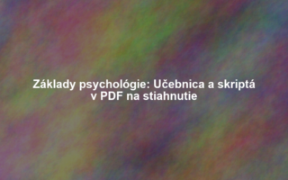 Základy psychológie: Učebnica a skriptá v PDF na stiahnutie